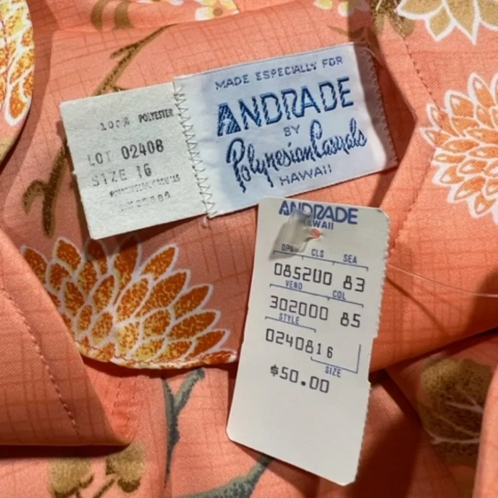 Andrade For Polynesian Casuals NWT Button Down Blouse Size 16 - Picture 9 of 9